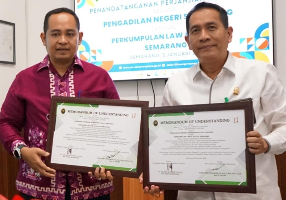 PN Semarang Perkuat Akses Keadilan, Teken MoU Posbakum dengan Law & Justice